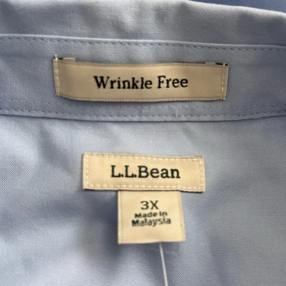 NWT L.L. Bean Oxford Wrinkle Free Washed Periwinkle Long Sleeve Shirt Women’s 3X - Picture 4 of 13